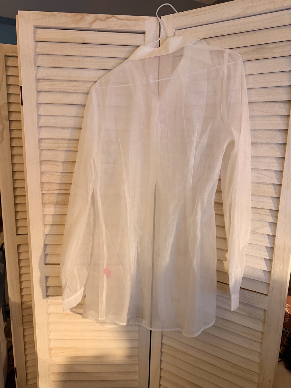 Sugar Thrillz White Sheer Ruffled Blouse clueless top white/purple/black - Picture 6 of 8